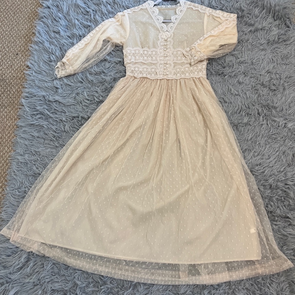 Cream Cottage core Southasian Anarkali Dress Party Pakistani Indian